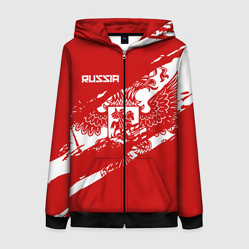 Женская толстовка на молнии Russia / 3D-Черный – фото 1