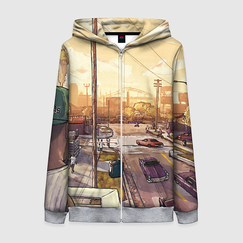 Женская толстовка на молнии GTA San Andreas / 3D-Меланж – фото 1