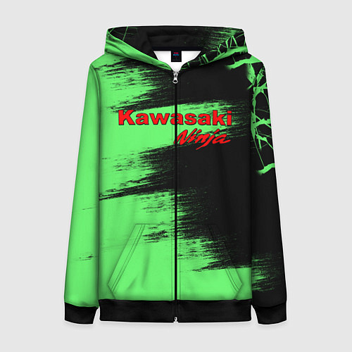 Женская толстовка на молнии Kawasaki / 3D-Черный – фото 1