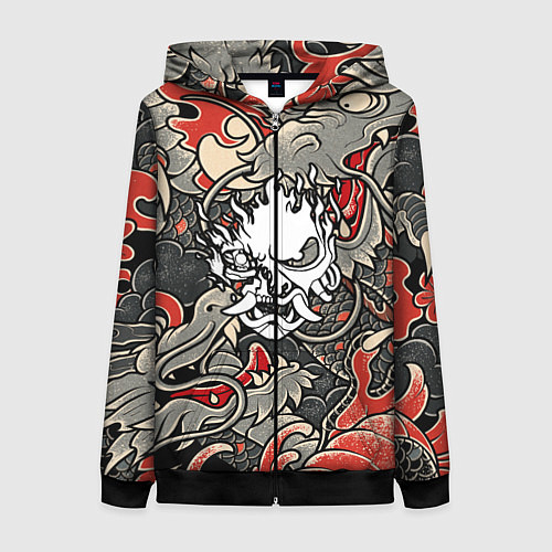 Женская толстовка на молнии CYBERPUNK2077 SAMURAI / 3D-Черный – фото 1