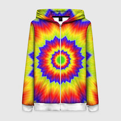 Толстовка на молнии женская Tie-Dye, цвет: 3D-белый