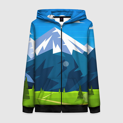 Женская толстовка на молнии Горы пейзаж природа вектор / 3D-Черный – фото 1