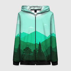 Толстовка на молнии женская Горы пейзаж дикая природа, цвет: 3D-черный