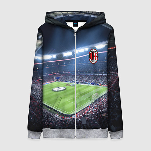 Женская толстовка на молнии FC MILAN / 3D-Меланж – фото 1