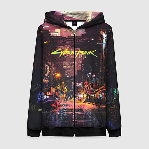 Женская толстовка на молнии CYBERPUNK 2077:КИБЕРПАНК S / 3D-Черный – фото 1