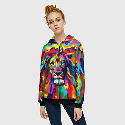 Толстовка на молнии женская Лев Artistic Art, цвет: 3D-черный — фото 2