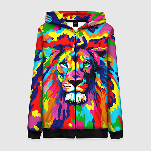 Женская толстовка на молнии Лев Artistic Art / 3D-Черный – фото 1