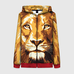Толстовка на молнии женская Взгляд льва, цвет: 3D-красный