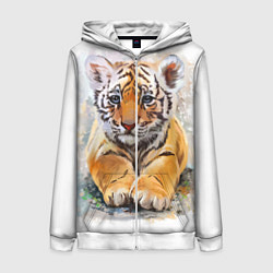 Толстовка на молнии женская Tiger Art, цвет: 3D-белый