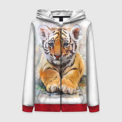 Толстовка на молнии женская Tiger Art, цвет: 3D-красный