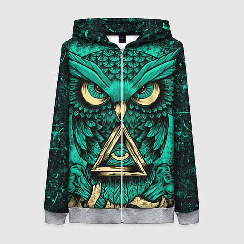 Женская толстовка на молнии Тотемная сова / 3D-Меланж – фото 1