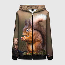 Толстовка на молнии женская Белка, цвет: 3D-черный