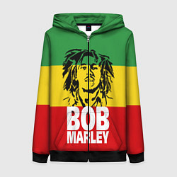 Толстовка на молнии женская Bob Marley, цвет: 3D-черный