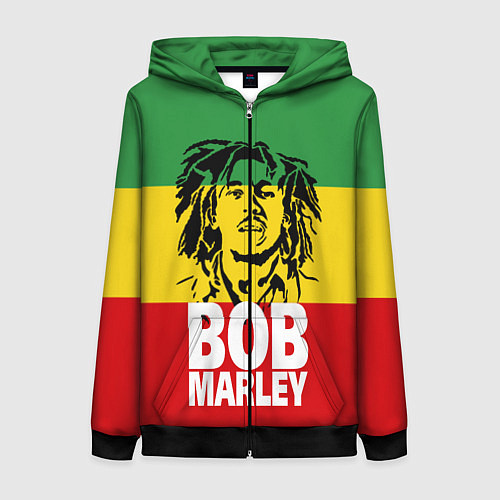 Женская толстовка на молнии Bob Marley / 3D-Черный – фото 1