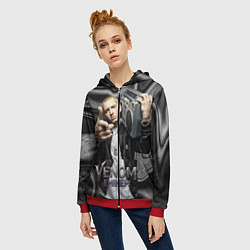 Толстовка на молнии женская Eminem-Venom, цвет: 3D-красный — фото 2