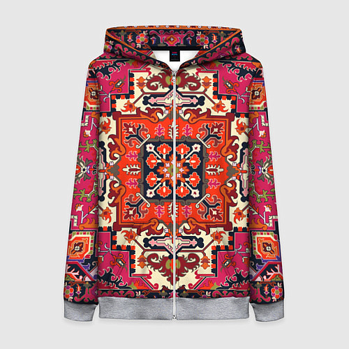 Женская толстовка на молнии Бордовый ковер / 3D-Меланж – фото 1