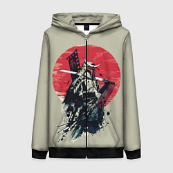 Толстовка на молнии женская Samurai man, цвет: 3D-черный