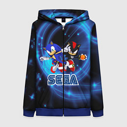 Толстовка на молнии женская Sonic SEGA, цвет: 3D-синий