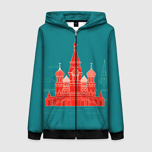 Женская толстовка на молнии Москва / 3D-Черный – фото 1