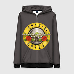Толстовка на молнии женская Guns n Roses, цвет: 3D-черный