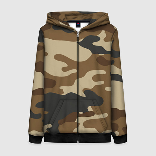 Женская толстовка на молнии Camouflage / 3D-Черный – фото 1