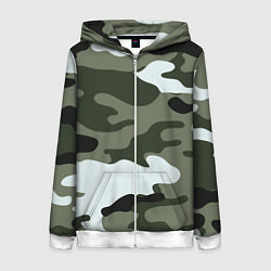 Толстовка на молнии женская Camouflage 2, цвет: 3D-белый