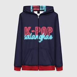 Толстовка на молнии женская LOVE K-POP, цвет: 3D-красный