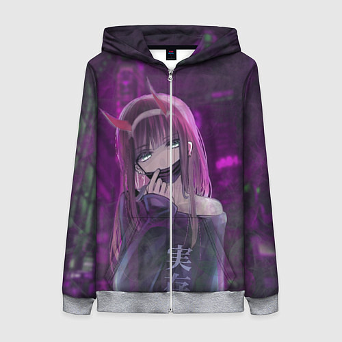 Женская толстовка на молнии Zero Two in mask / 3D-Меланж – фото 1