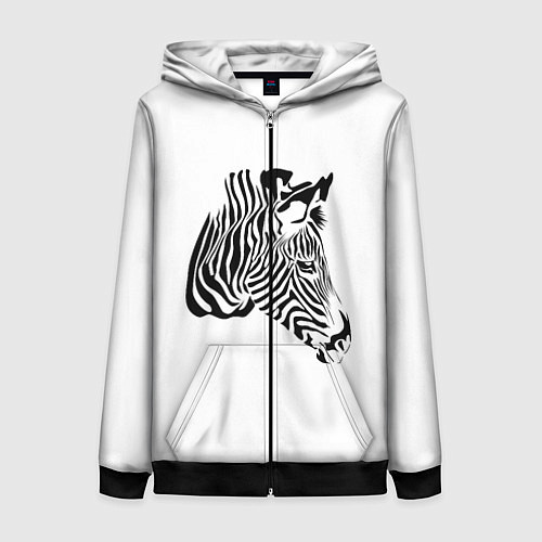 Женская толстовка на молнии Zebra / 3D-Черный – фото 1
