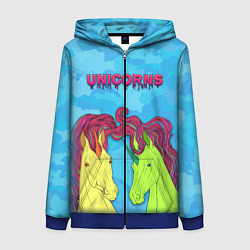 Женская толстовка на молнии Colored unicorns