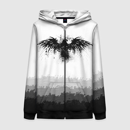 Женская толстовка на молнии ЧЁРНЫЙ ВОРОН / 3D-Черный – фото 1