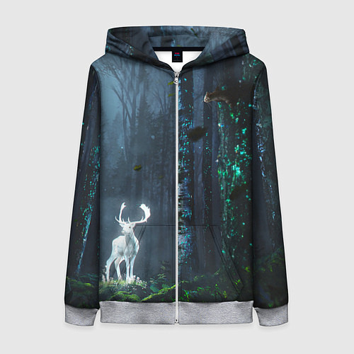 Женская толстовка на молнии Олень / 3D-Меланж – фото 1