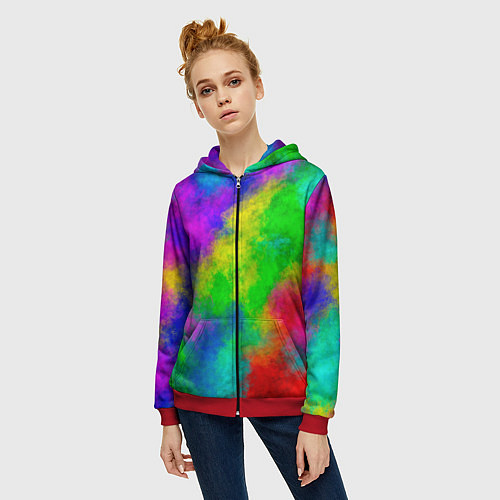 Женская толстовка на молнии Multicolored / 3D-Красный – фото 3