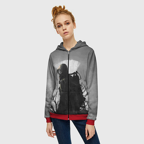 Женская толстовка на молнии СТАЛКЕР 2 / 3D-Красный – фото 3