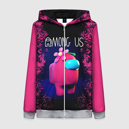 Женская толстовка на молнии AMONG US / 3D-Меланж – фото 1