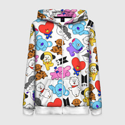 Толстовка на молнии женская BTS BT21, цвет: 3D-белый