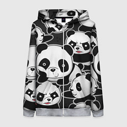 Толстовка на молнии женская Смешные панды, цвет: 3D-меланж