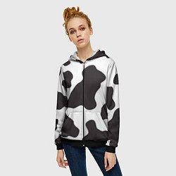 Толстовка на молнии женская Корова, цвет: 3D-черный — фото 2