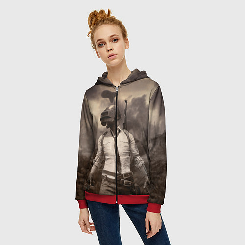 Женская толстовка на молнии PUBG / 3D-Красный – фото 3