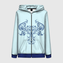 Толстовка на молнии женская Бык узорный, цвет: 3D-синий