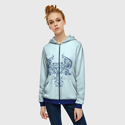 Толстовка на молнии женская Бык узорный, цвет: 3D-синий — фото 2