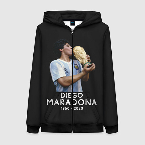 Женская толстовка на молнии Diego Maradona / 3D-Черный – фото 1