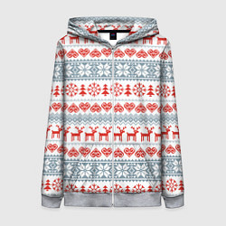 Толстовка на молнии женская Новогодний пиксельный узор, цвет: 3D-меланж