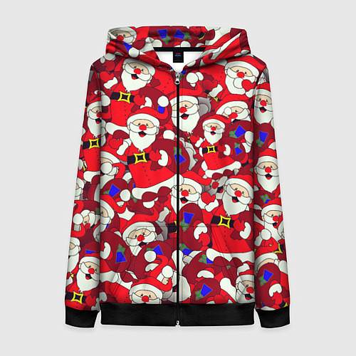 Женская толстовка на молнии Дед Санта / 3D-Черный – фото 1