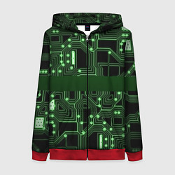 Толстовка на молнии женская Неоновая схема, цвет: 3D-красный