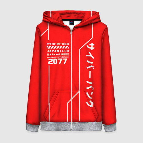 Женская толстовка на молнии CYBERPUNK FASHION / 3D-Меланж – фото 1