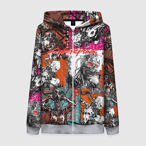 Женская толстовка на молнии Cyberpunk 2077 / 3D-Меланж – фото 1