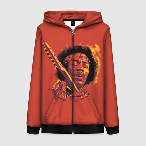 Женская толстовка на молнии Джимми Хендрикс / 3D-Черный – фото 1