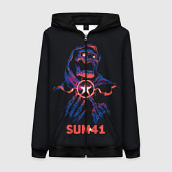 Толстовка на молнии женская Sum 41 череп, цвет: 3D-черный