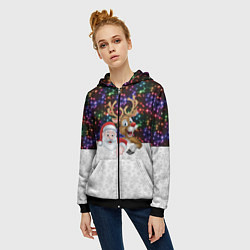 Толстовка на молнии женская Новый Год, цвет: 3D-черный — фото 2
